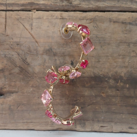 Jewelry - Pink And Fuchsia Gold Hoop Earrings